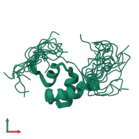 PDB entry 1whc coloured by chain, ensemble of 20 models, front view.