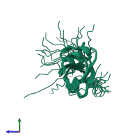 PDB entry 1whd coloured by chain, ensemble of 20 models, side view.