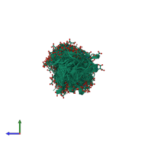 PDB entry 1whe coloured by chain, ensemble of 20 models, side view.