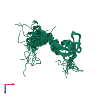 PDB entry 1whg coloured by chain, ensemble of 20 models, top view.