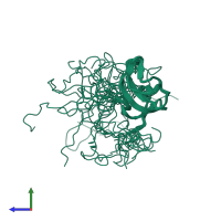 PDB entry 1whh coloured by chain, ensemble of 20 models, side view.