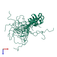 PDB entry 1whh coloured by chain, ensemble of 20 models, top view.