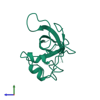 PDB entry 1whi coloured by chain, side view.