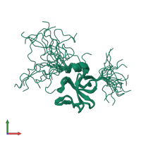 PDB entry 1whj coloured by chain, ensemble of 20 models, front view.