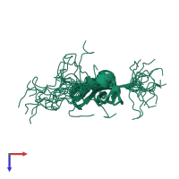 PDB entry 1whj coloured by chain, ensemble of 20 models, top view.