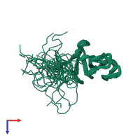 PDB entry 1whk coloured by chain, ensemble of 20 models, top view.