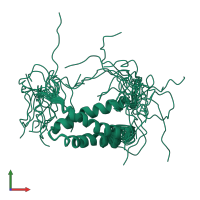 PDB entry 1whu coloured by chain, ensemble of 20 models, front view.