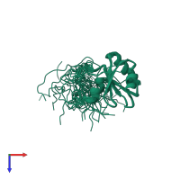 PDB entry 1whv coloured by chain, ensemble of 20 models, top view.