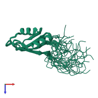 PDB entry 1whw coloured by chain, ensemble of 20 models, top view.