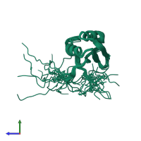 PDB entry 1why coloured by chain, ensemble of 20 models, side view.