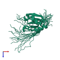 PDB entry 1why coloured by chain, ensemble of 20 models, top view.