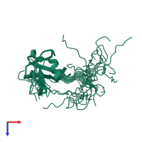 PDB entry 1wia coloured by chain, ensemble of 20 models, top view.