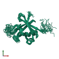 PDB entry 1wid coloured by chain, ensemble of 20 models, front view.