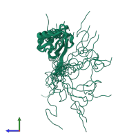 PDB entry 1wif coloured by chain, ensemble of 20 models, side view.