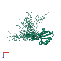 PDB entry 1wif coloured by chain, ensemble of 20 models, top view.