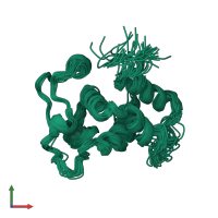 PDB entry 1wij coloured by chain, ensemble of 20 models, front view.