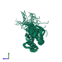 PDB entry 1wik coloured by chain, ensemble of 20 models, side view.