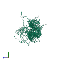 PDB entry 1wil coloured by chain, ensemble of 20 models, side view.