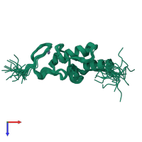 PDB entry 1wim coloured by chain, ensemble of 20 models, top view.