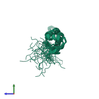 PDB entry 1win coloured by chain, ensemble of 20 models, side view.