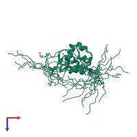 PDB entry 1wir coloured by chain, ensemble of 20 models, top view.