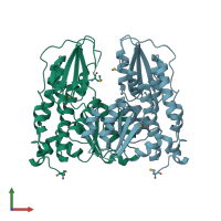 PDB entry 1wiw coloured by chain, front view.