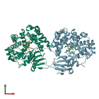 PDB entry 1wiy coloured by chain, front view.