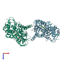 PDB entry 1wiy coloured by chain, top view.
