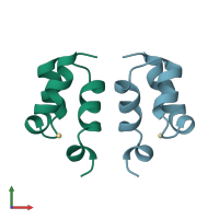 PDB entry 1wje coloured by chain, front view.