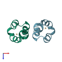 PDB entry 1wje coloured by chain, top view.