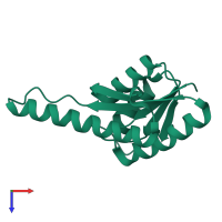 PDB entry 1wjg coloured by chain, top view.