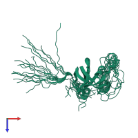 PDB entry 1wjj coloured by chain, ensemble of 20 models, top view.