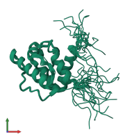 PDB entry 1wjo coloured by chain, ensemble of 20 models, front view.