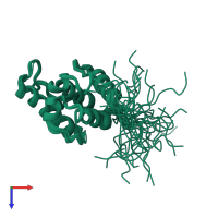 PDB entry 1wjo coloured by chain, ensemble of 20 models, top view.