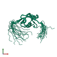 PDB entry 1wju coloured by chain, ensemble of 20 models, front view.