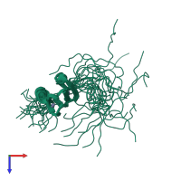 PDB entry 1wjv coloured by chain, ensemble of 20 models, top view.