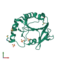 PDB entry 1wkc coloured by chain, front view.