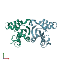 PDB entry 1wkj coloured by chain, front view.