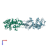 PDB entry 1wku coloured by chain, top view.