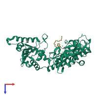 PDB entry 1wl6 coloured by chain, top view.