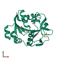 PDB entry 1wl8 coloured by chain, front view.