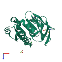 PDB entry 1wl8 coloured by chain, top view.
