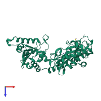PDB entry 1wl9 coloured by chain, top view.