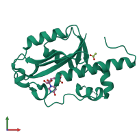 PDB entry 1wlj coloured by chain, front view.