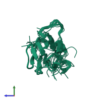 PDB entry 1wln coloured by chain, ensemble of 20 models, side view.