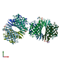 PDB entry 1wlv coloured by chain, front view.