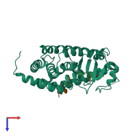 PDB entry 1wm0 coloured by chain, top view.