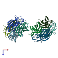 PDB entry 1wm6 coloured by chain, top view.