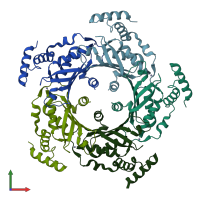 PDB entry 1wm9 coloured by chain, front view.