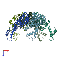 PDB entry 1wm9 coloured by chain, top view.